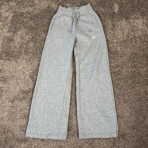 NIKE High Waist Phoenix Fleece Sweatpants Sz XXS Heather Gray Swoosh Cozy Lounge